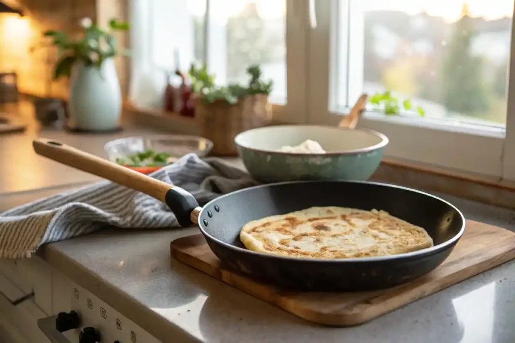 Cooking Cottage Cheese Flatbread In A Pan