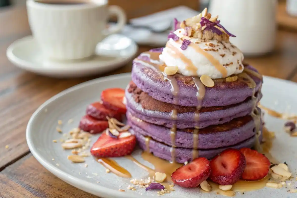 Delicious Ube Mochi Pancakes