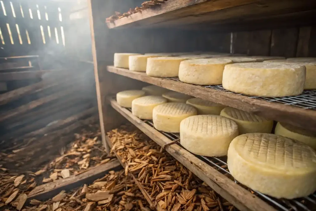 Traditional Cheese Smoking In Action