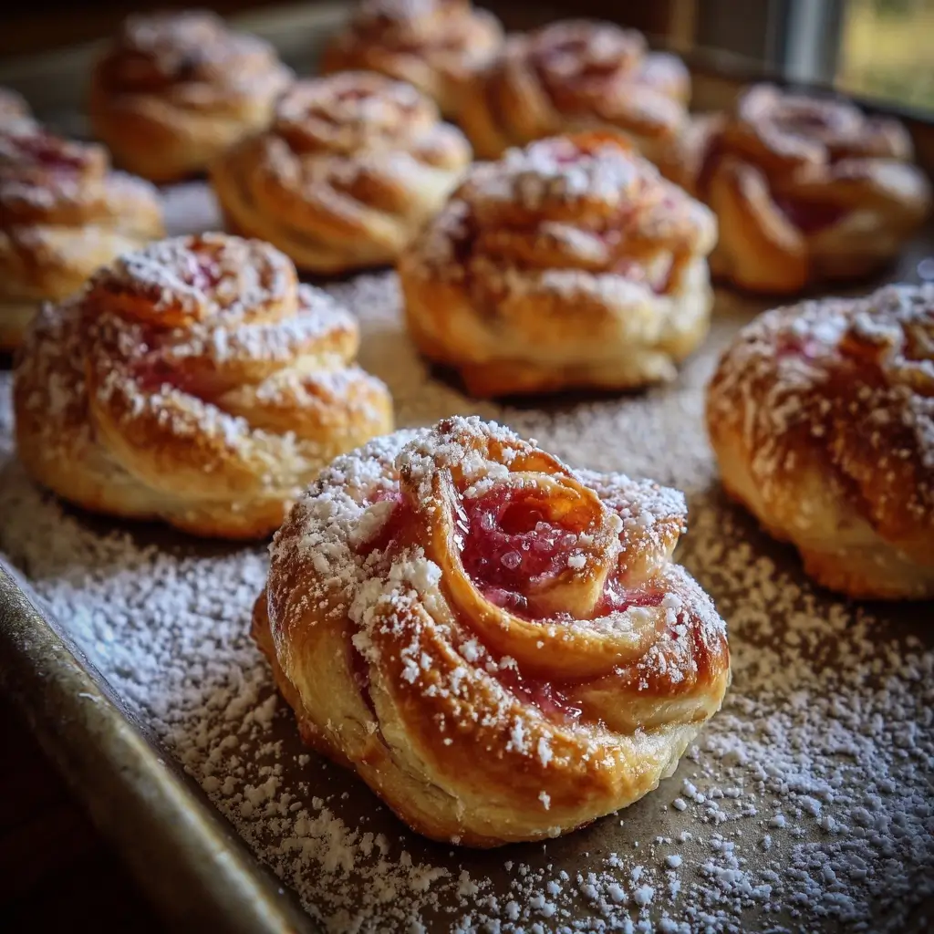 Crispy Rhubarb Blossom Pastries