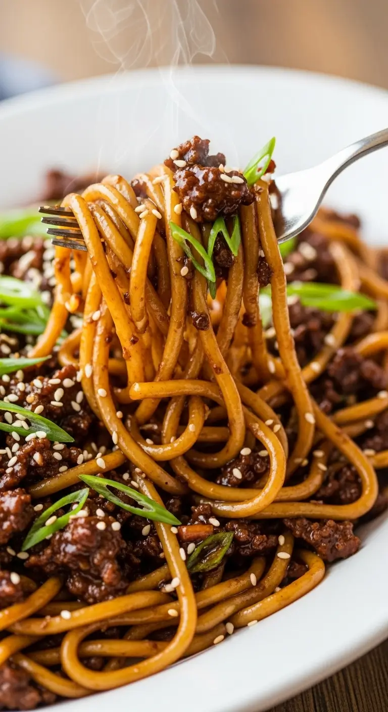 Mongolian Ground Beef Noodles