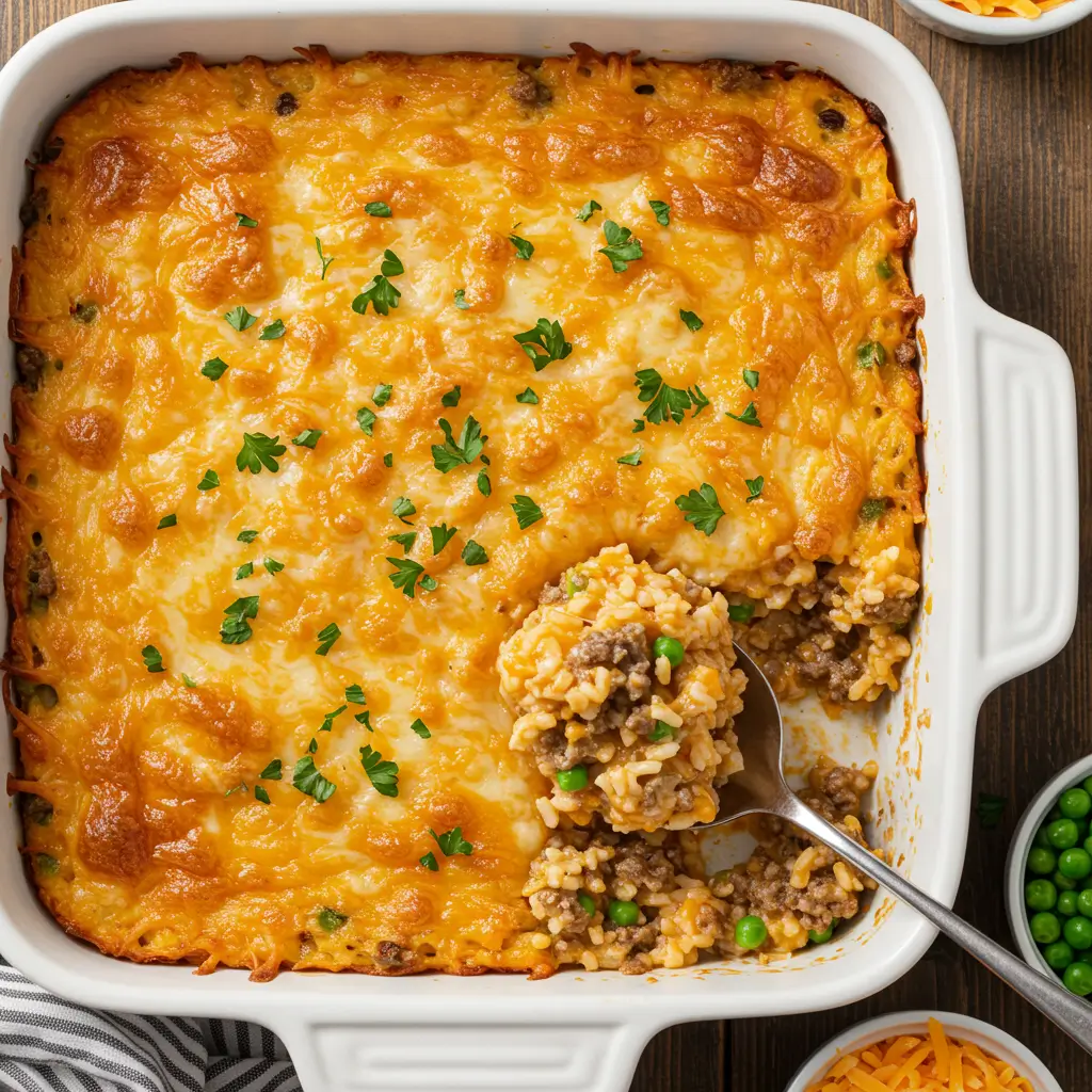 Cheesy Hamburger Rice Casserole