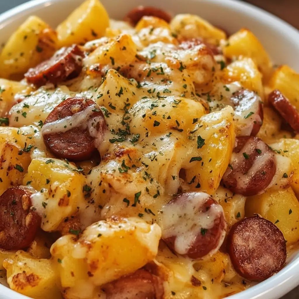 Cheesy Ranch Potatoes And Smoked Sausage