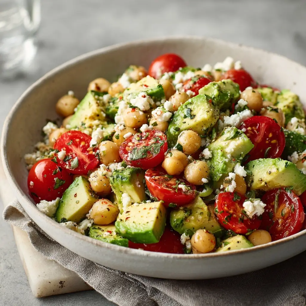 Chickpea Feta Avocado Salad