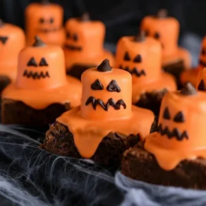 Melted Jack O’ Lantern Brownies