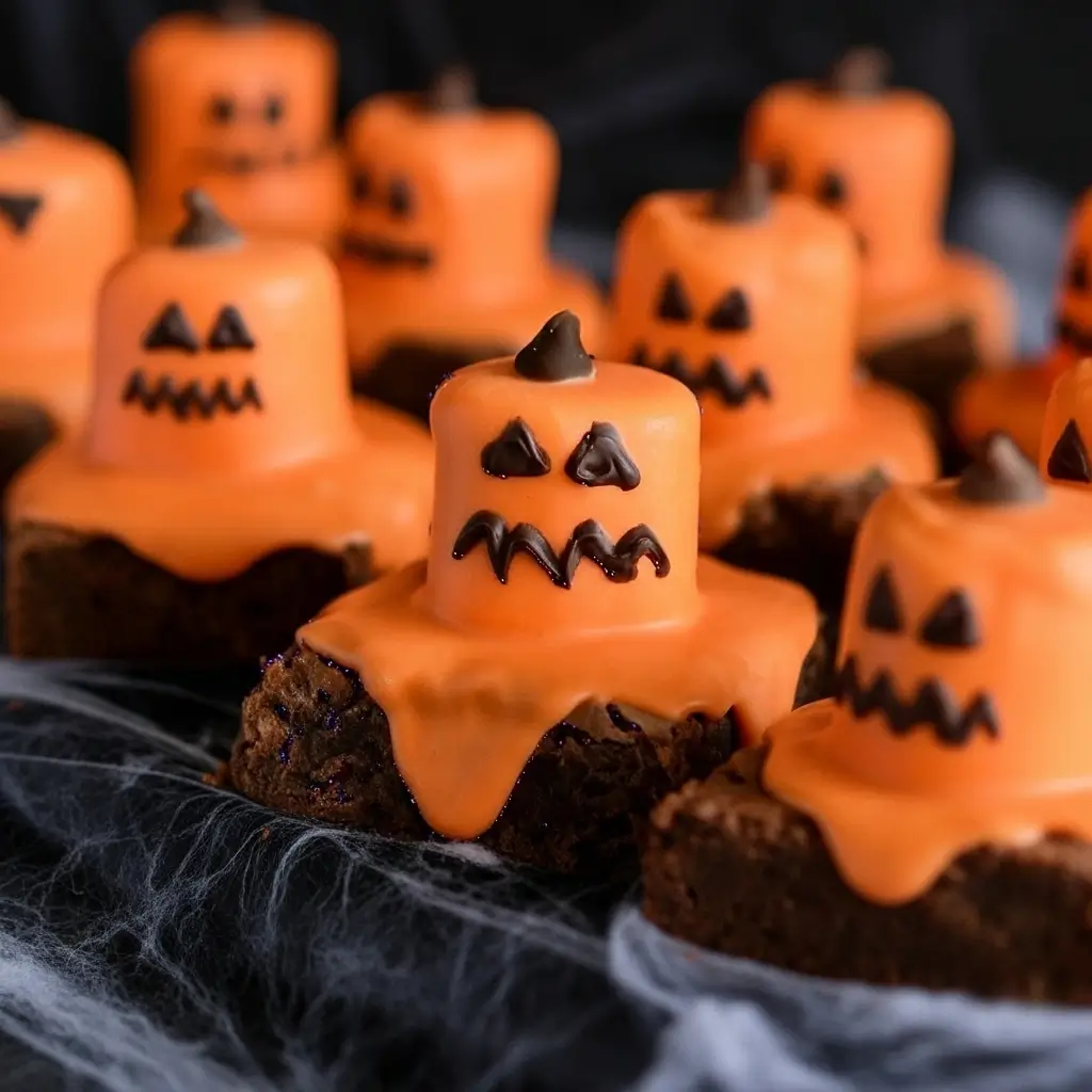Melted Jack O’ Lantern Brownies