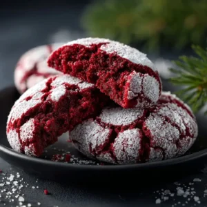 Fudgy Red Velvet Crinkle Cookies