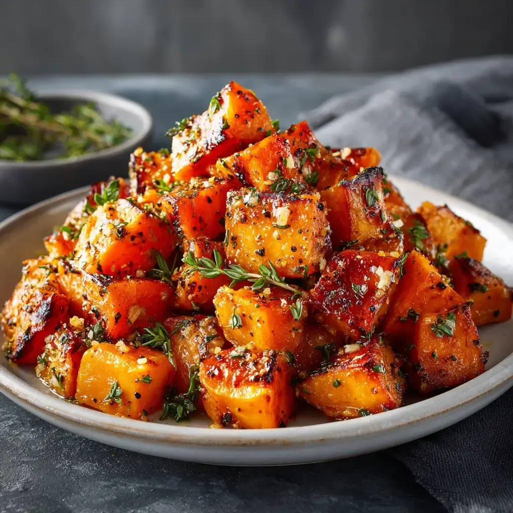 Garlic Butter Roasted Sweet Potatoes
