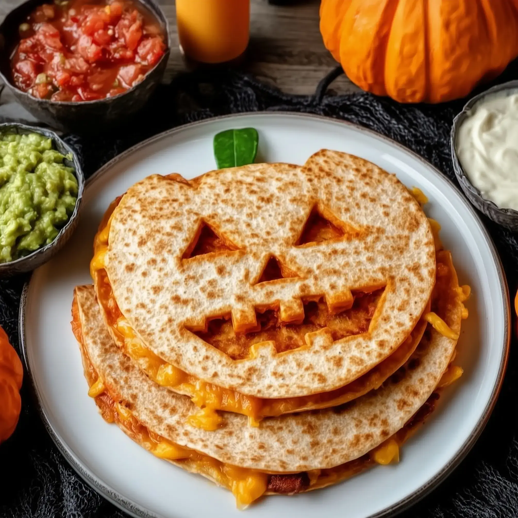 Jack O Lantern Quesadillas