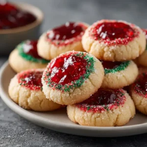 Soft Christmas Thumbprint Cookies