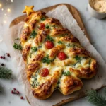 Christmas Tree Spinach Dip Breadsticks