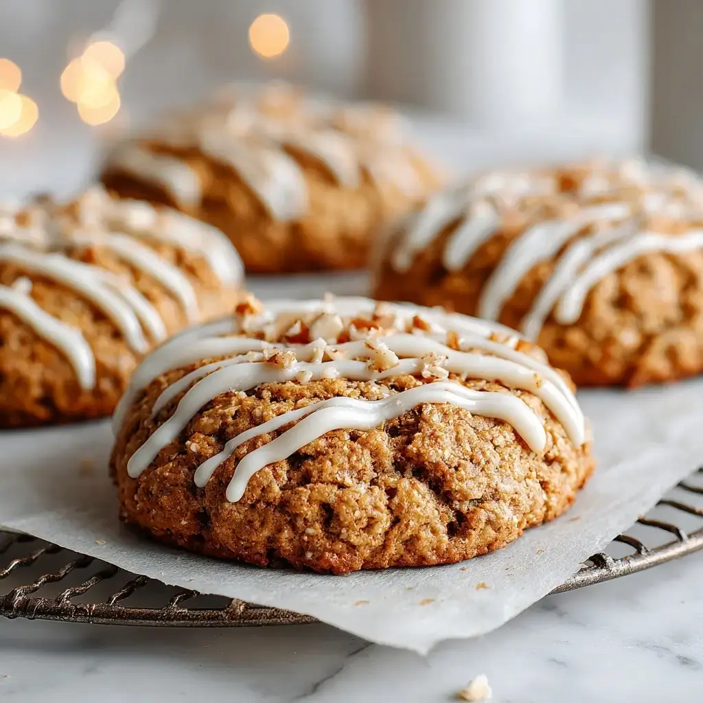 Healthy Iced Gingerbread Oatmeal Cookies