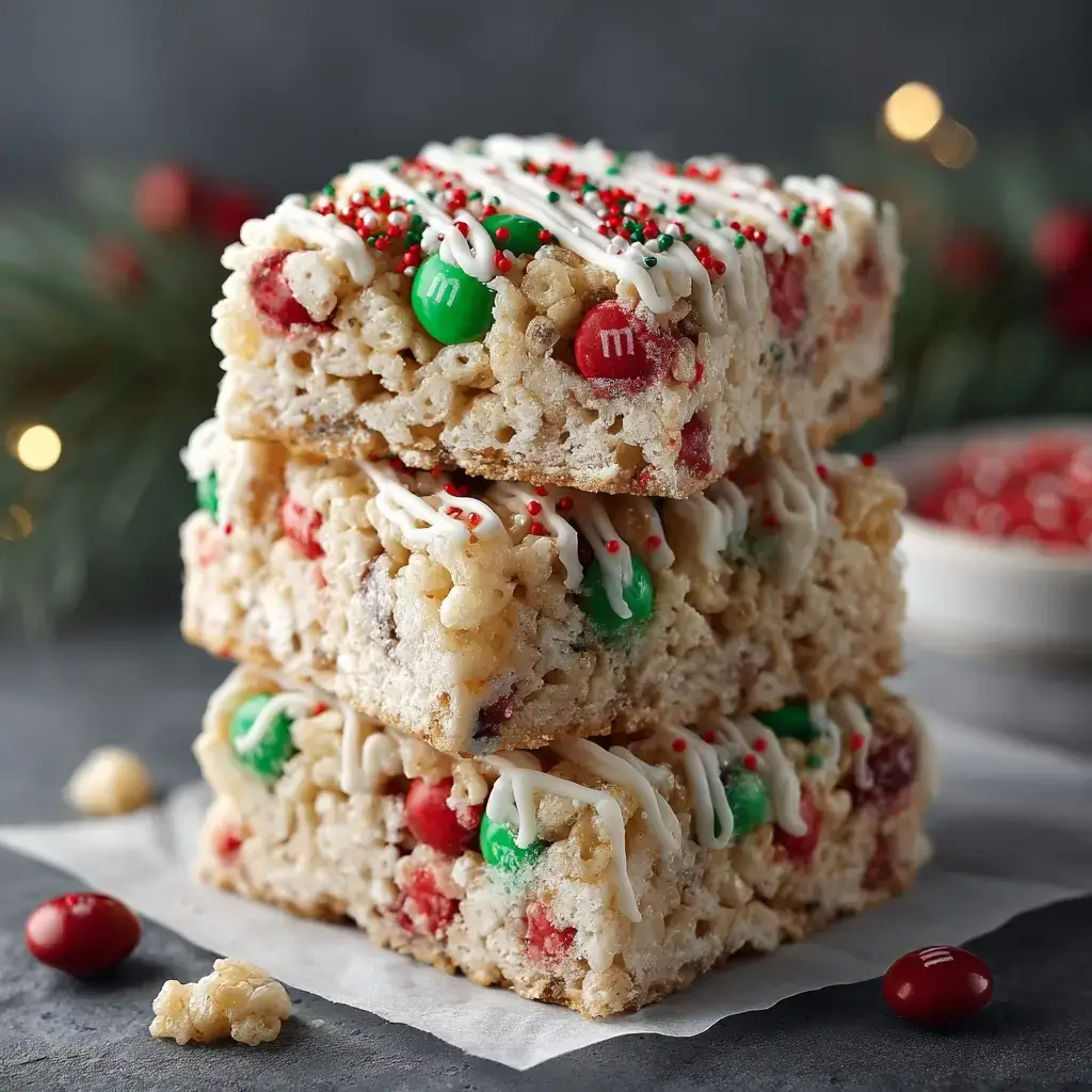 Holiday Rice Krispie M&ms Bars