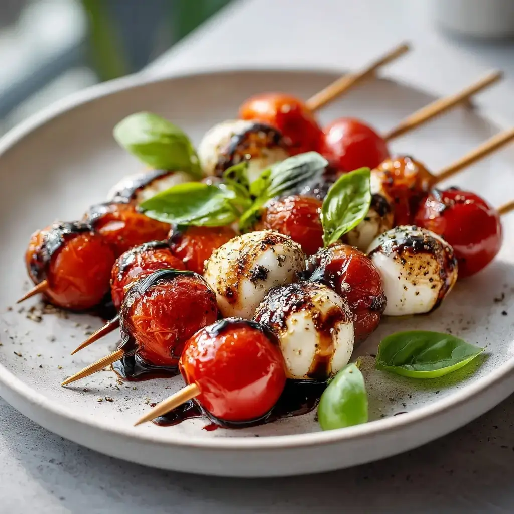 Grilled Caprese Skewers With Fresh Mozzarella And Cherry