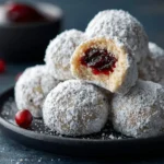 Raspberry Filled Almond Snowball Cookies