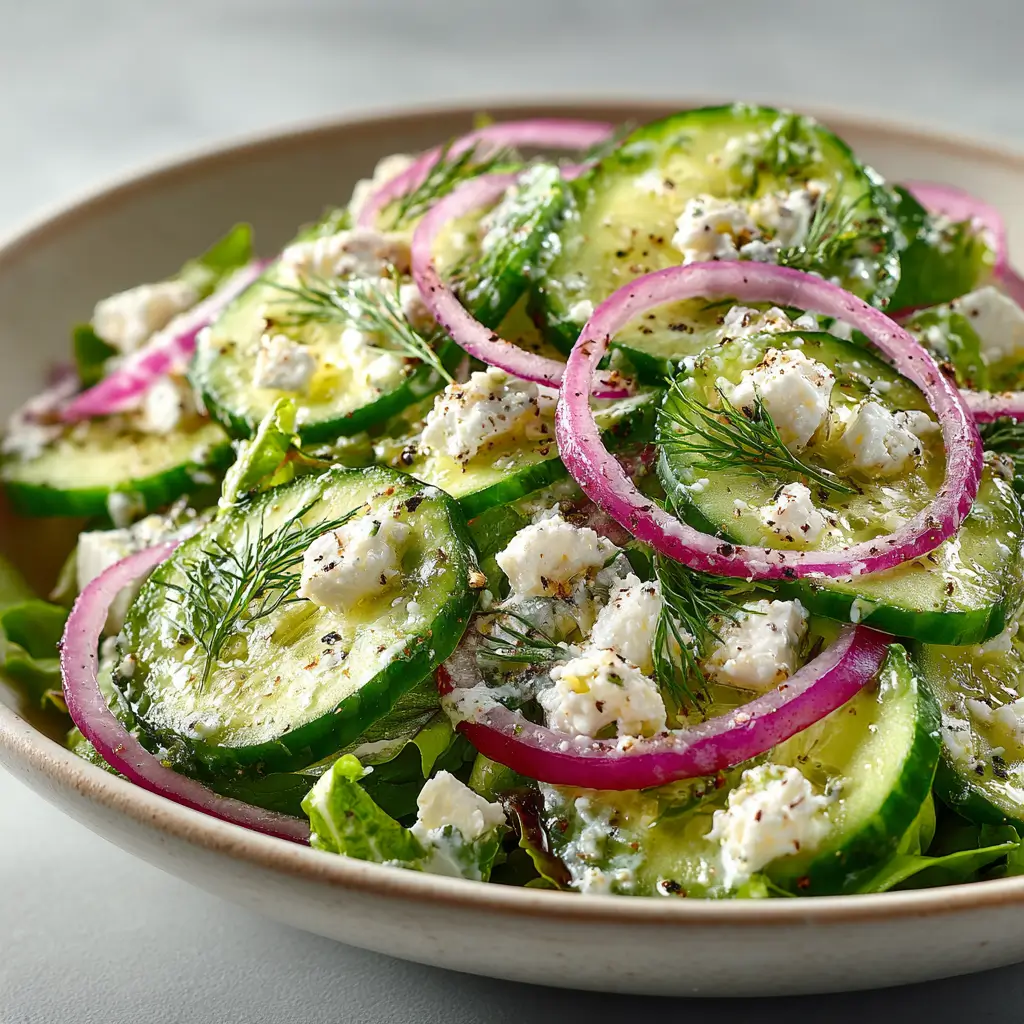 Cucumber Feta Salad With Lemon Greek Vinaigrette