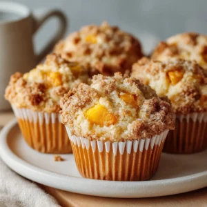 Homemade Peach Cobbler Muffins