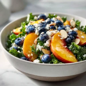 Summer Peach Blueberry Kale Salad