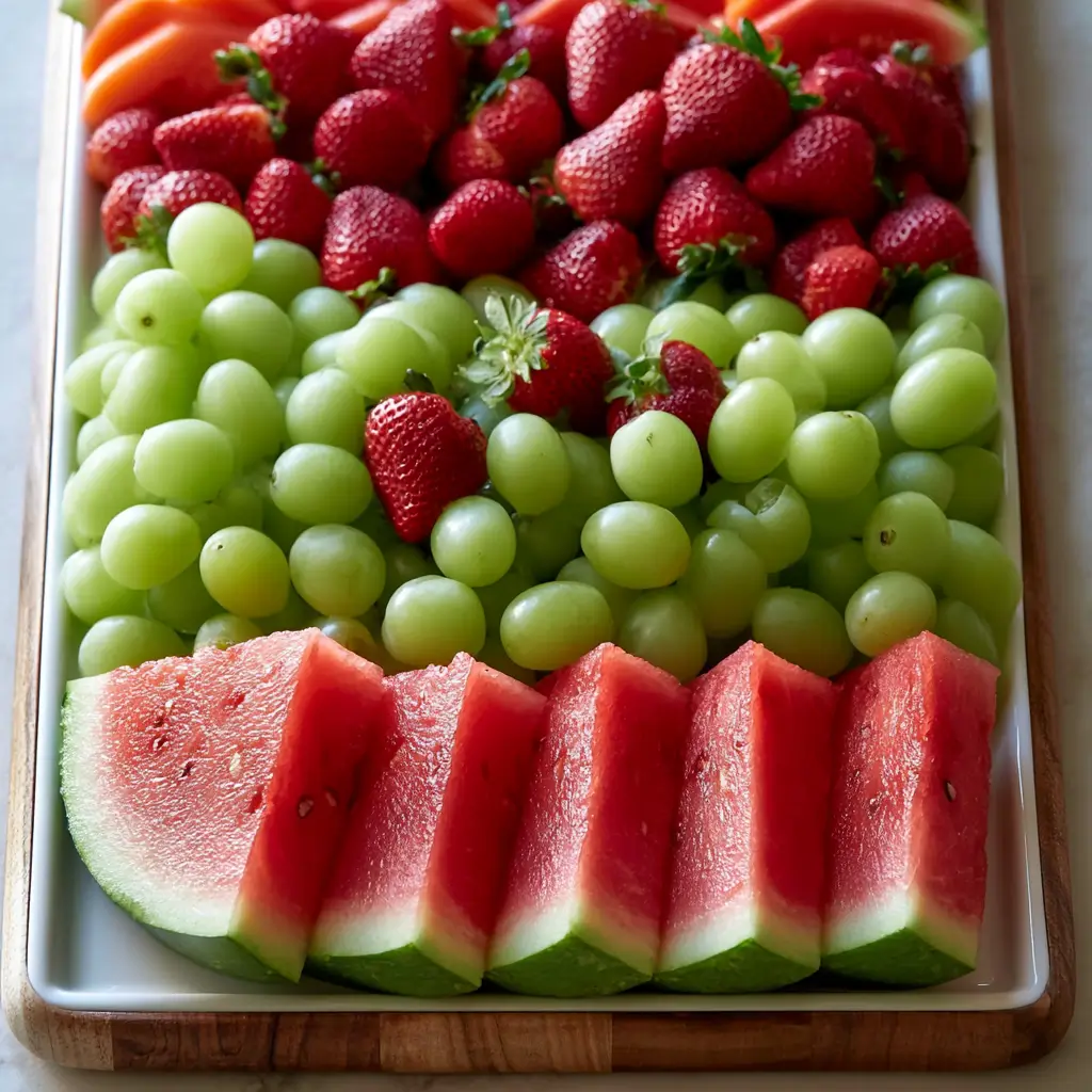 Fruit Platter Designs Simple (watermelon, Grappes And Strawberries)