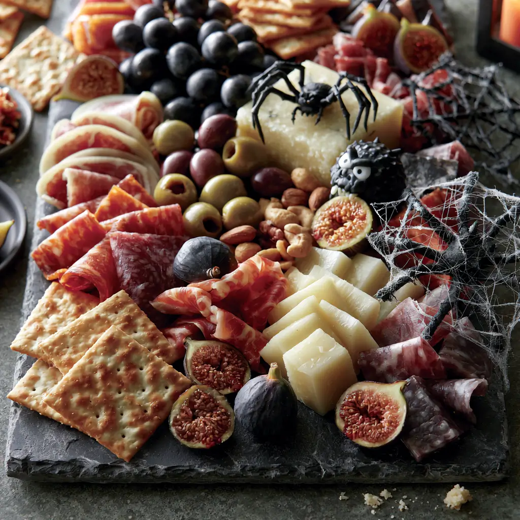 Halloween Charcuterie Board Idea With Cured Meats & Cheeses