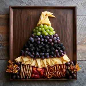 Halloween Charcuterie Witch Hat Fruit & Cheese Board
