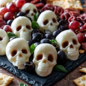 Halloween Mozzarella Skulls For Spooky Charcuterie Boards