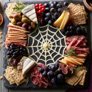 Spiderweb Charcuterie Board Idea For A Spooky Night