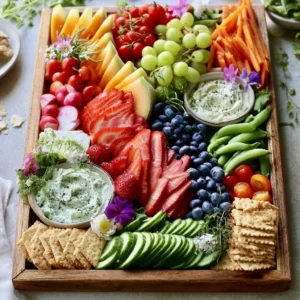 Summer Grazing Board With Seasonal Fruits And Vegetables