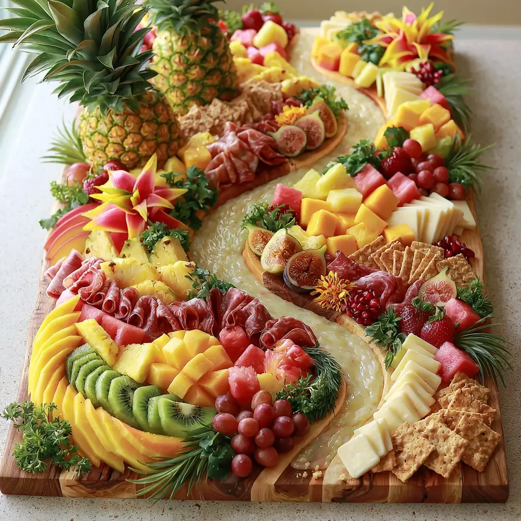 Tropical Charcuterie Board With A River