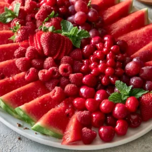 Watermelon Berry Party Food | Red Themed Fruit Tray
