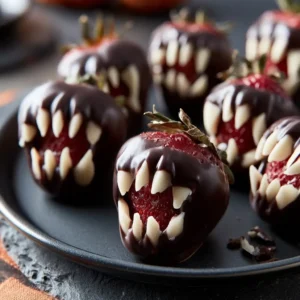 Spooky Rotten Teeth Chocolate Strawberries For Halloween