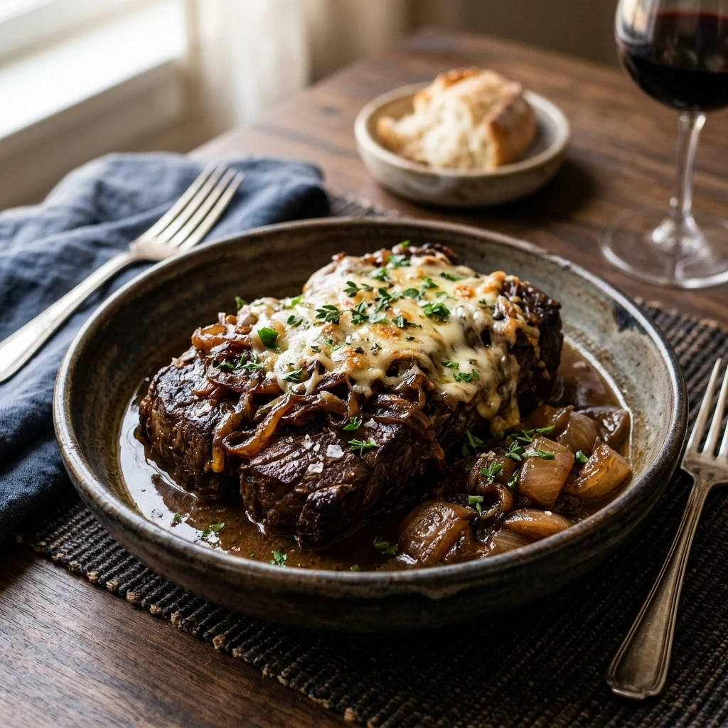 4-Ingredient French Onion Crock Pot Pot Roast