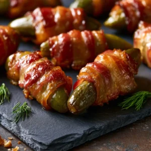 Bacon Wrapped Pickle Poppers