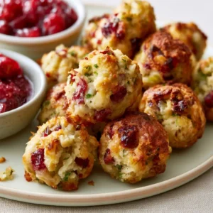 Cranberry Turkey Stuffing Balls | Thanksgiving Appetizer