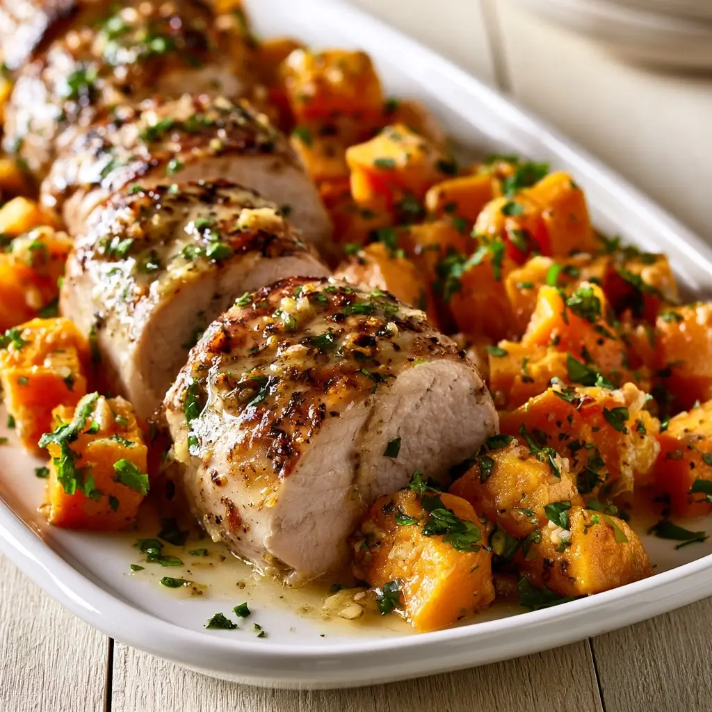 Garlic Butter Baked Turkey Tenderloin And Sweet Potatoes Recipe | Thanksgiving Dinner