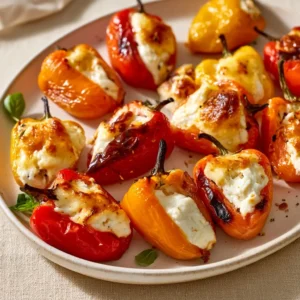 Roasted Goat Cheese Stuffed Mini Peppers Appetizer For Thanksgiving