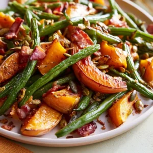 Roasted Green Beans And Butternut Squash With Bacon And Pumpkin Seeds | Thanksgiving Side Dish