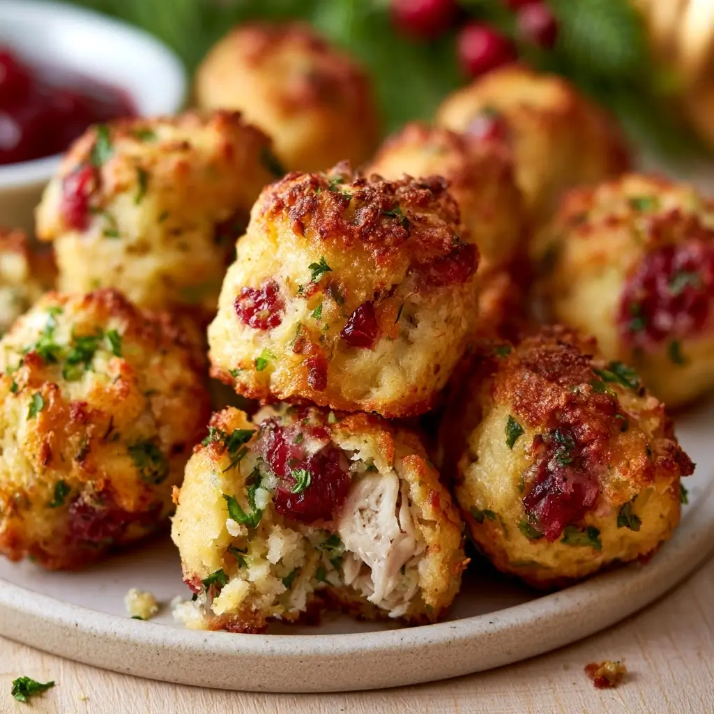 Savory Turkey Cranberry Stuffing Bites Appetizers For Thanksgiving