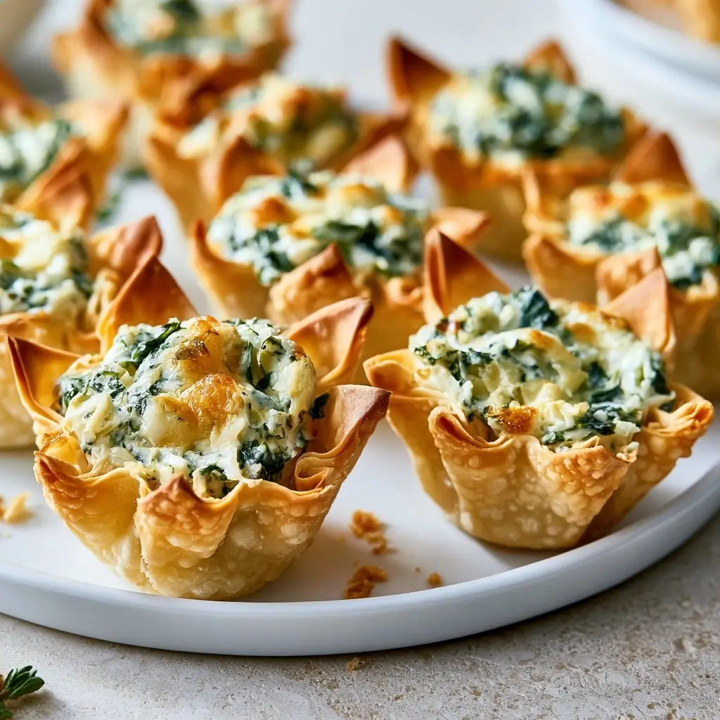 Spinach Artichoke Wonton Cups | Easy Holiday Appetizer