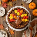 Thanksgiving Chocolate Cake (topped With Colorful Frosting Features An Easy Turkey Design)