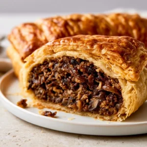 Walnut Mushroom Wellington With Caramelized Onions | Vegetarian Christmas, Meatless Main Dishes,