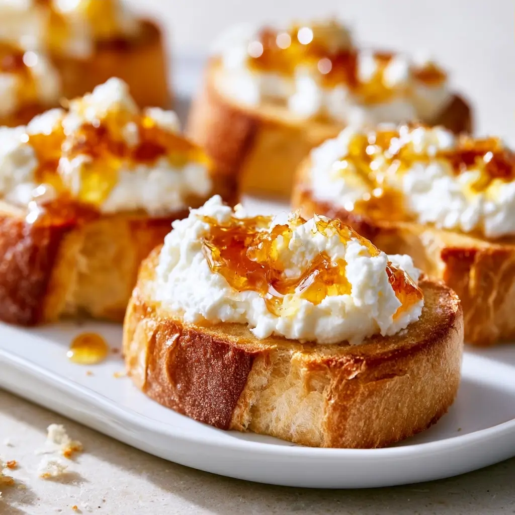 Whipped Feta Crostini With Hot Honey Appetizer For Thanksgiving & Holiday Parties