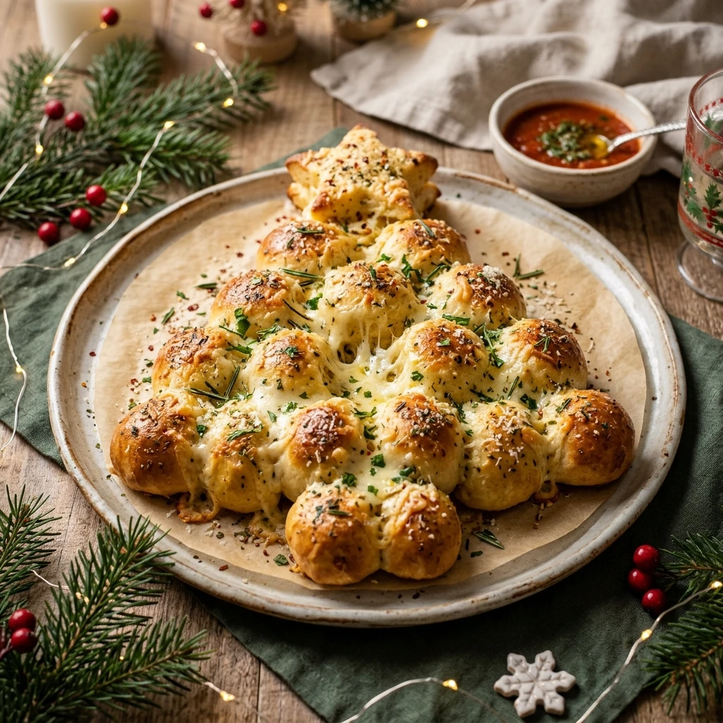 Cheesy Pull-Apart Christmas Tree Bread