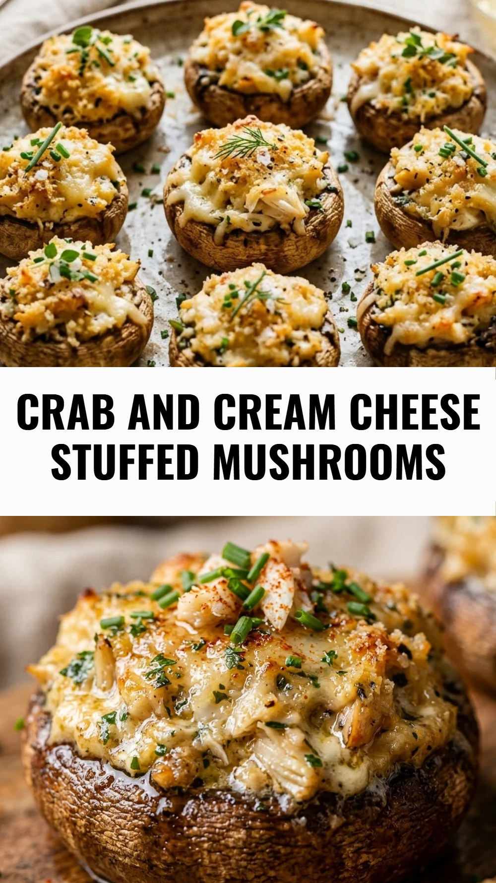 Crab and Cream Cheese Stuffed Mushrooms