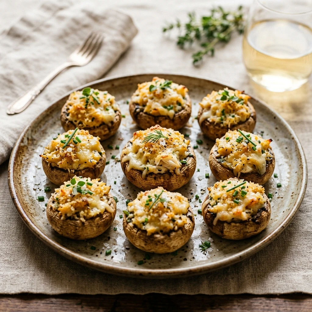 Crab and Cream Cheese Stuffed Mushrooms