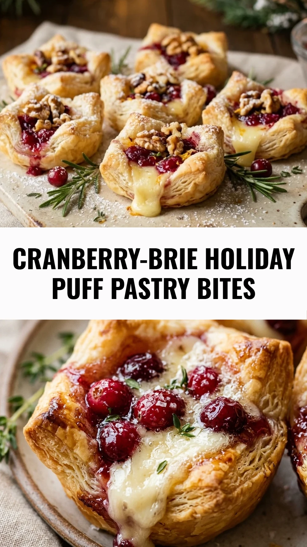 Cranberry-Brie Holiday Puff Pastry Bites