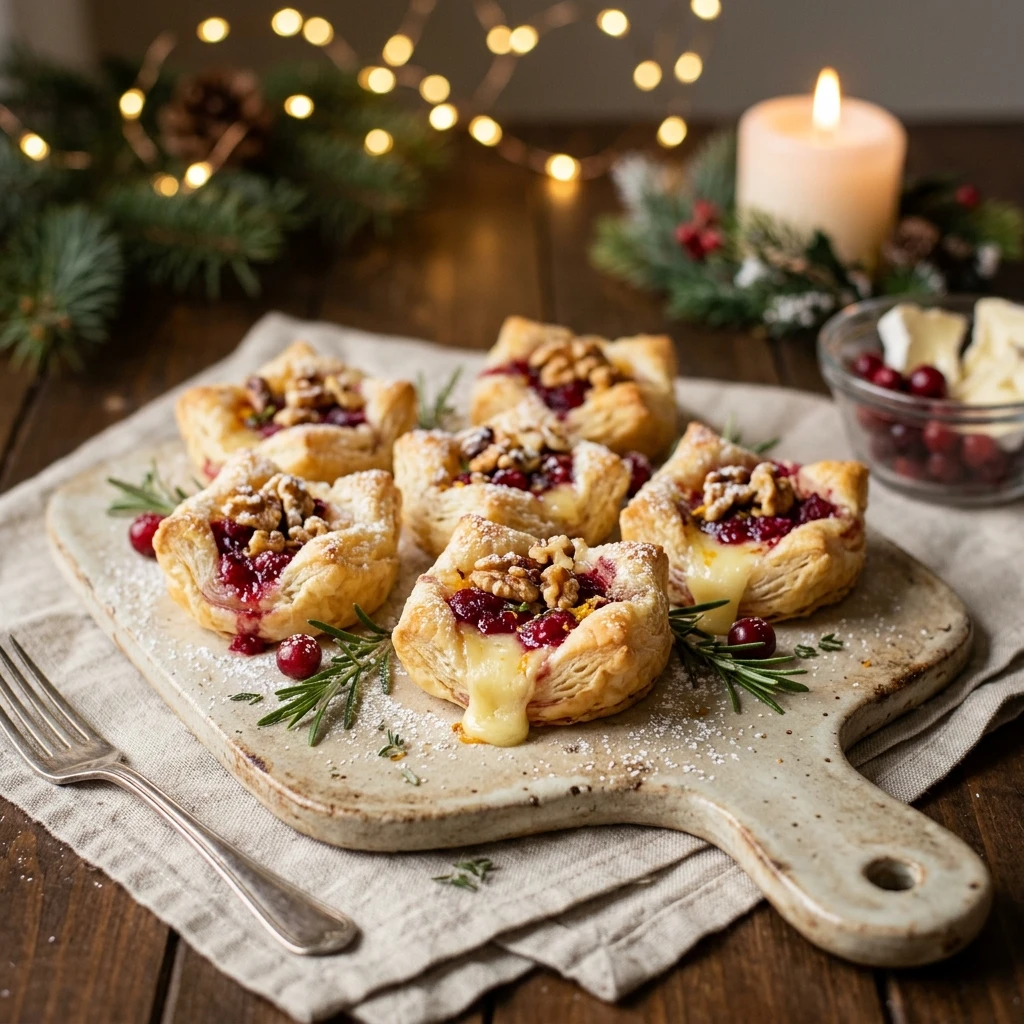 Cranberry-Brie Holiday Puff Pastry Bites