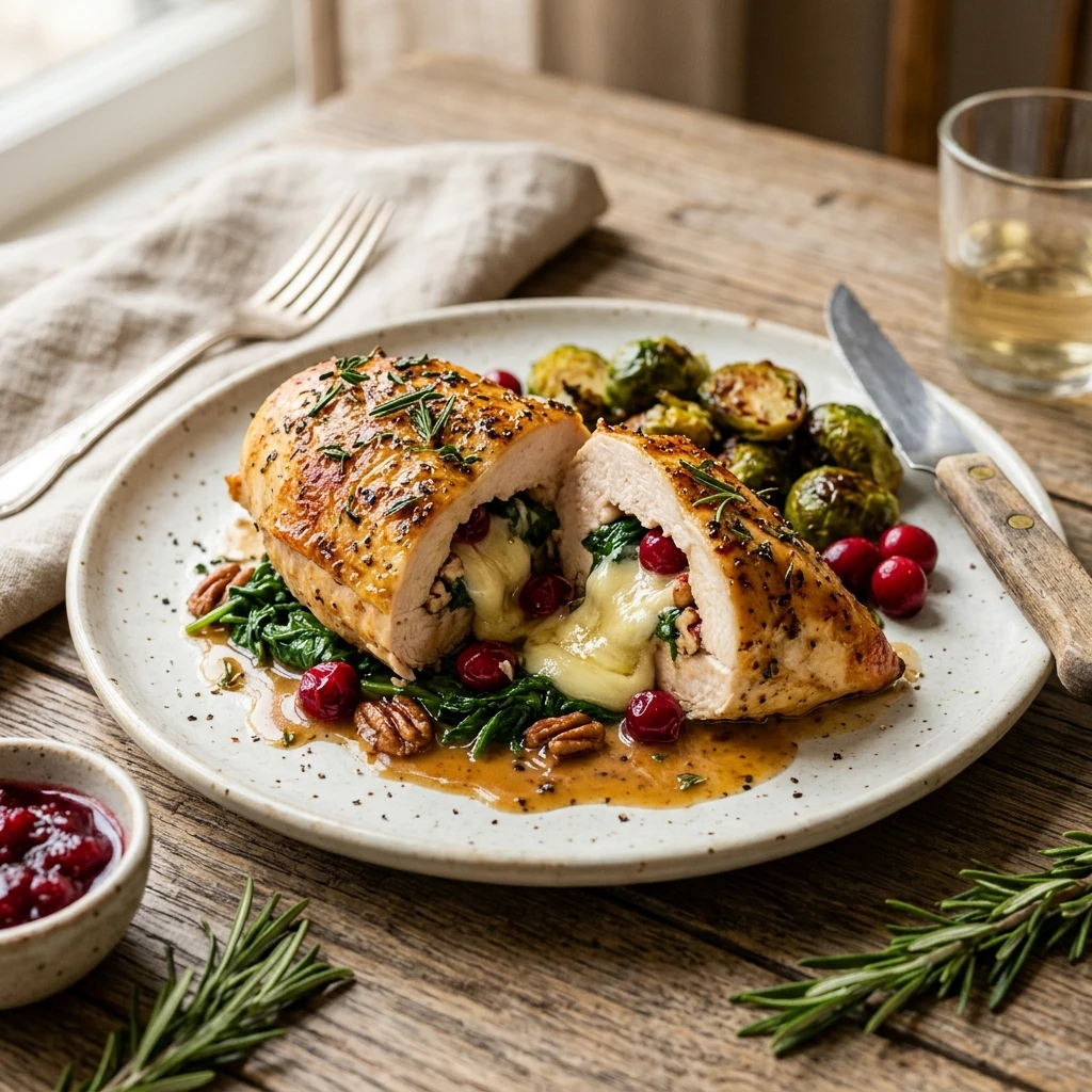Cranberry & Spinach Stuffed Chicken with Brie
