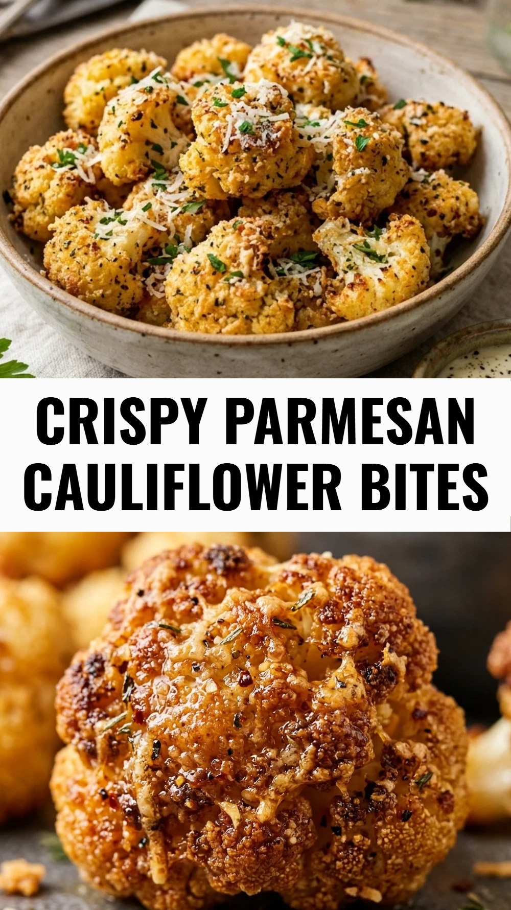 Crispy Parmesan Cauliflower Bites