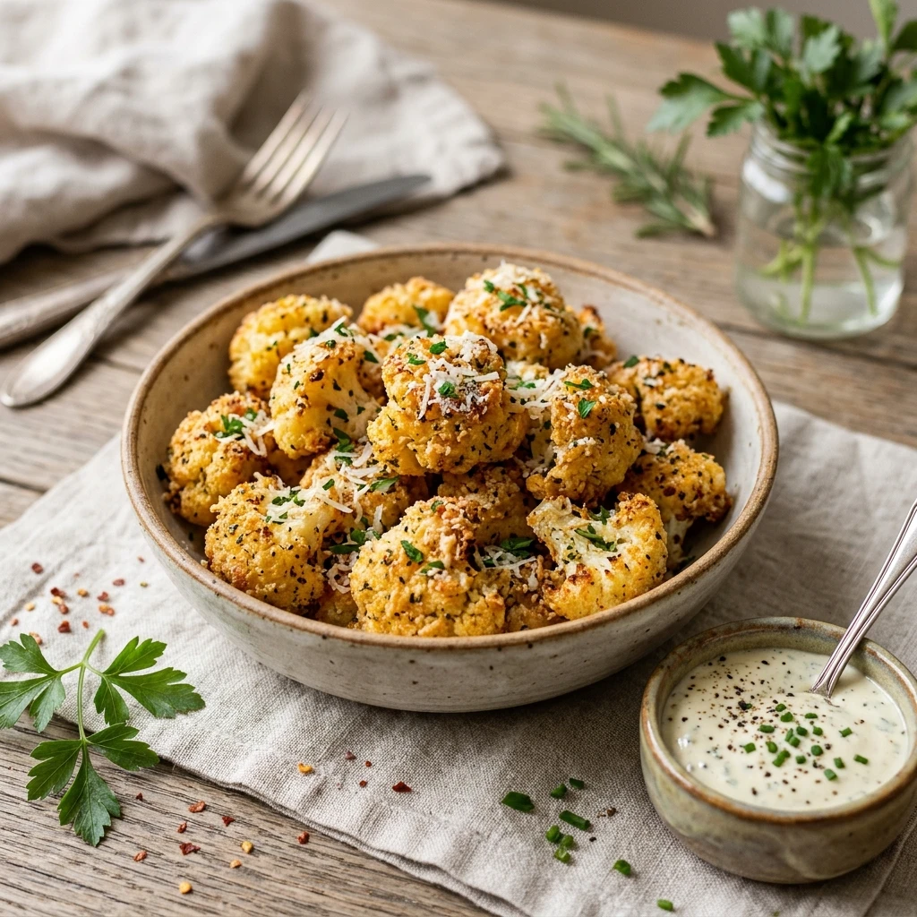 Crispy Parmesan Cauliflower Bites